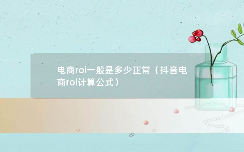 电商roi一般是多少正常（抖音电商roi计算公式）