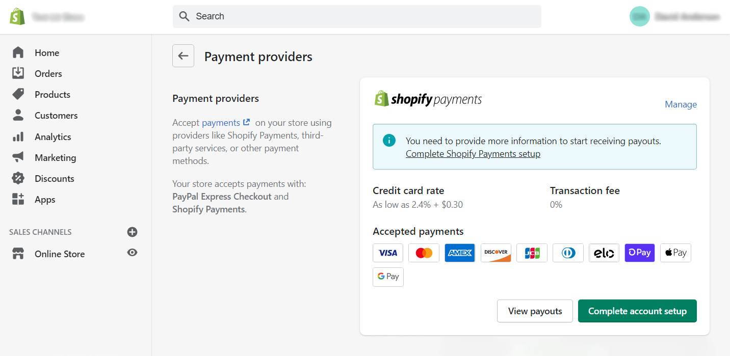创建开发商店 Shopify：为您的商店选择支付网关