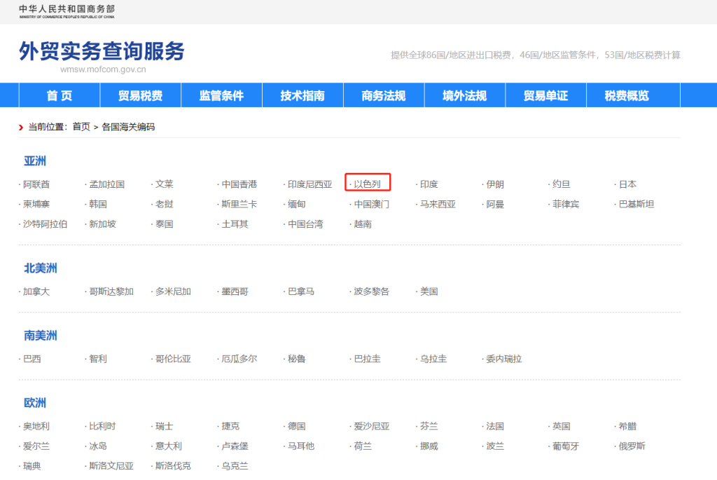 以色列海关编码是多少？以色列海关编码查询教程