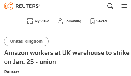 亚马逊英国罢工浪潮仍未结束，旺季物流配送恐延误