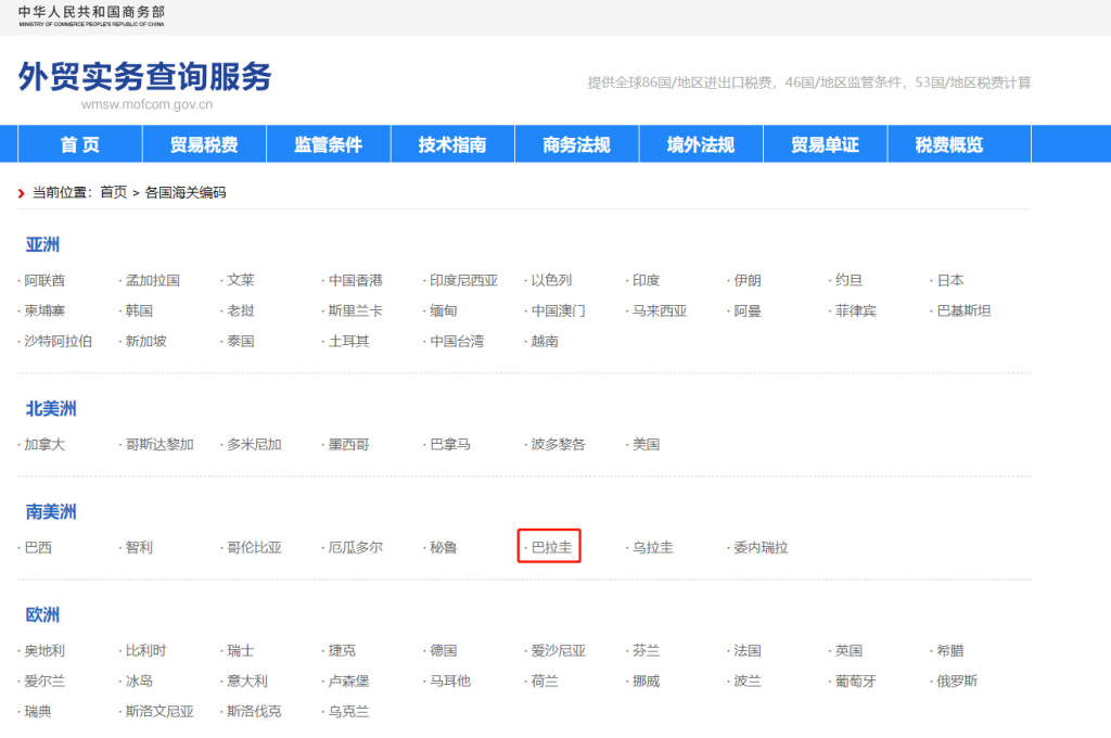巴拉圭海关编码是多少？巴拉圭海关编码查询教程