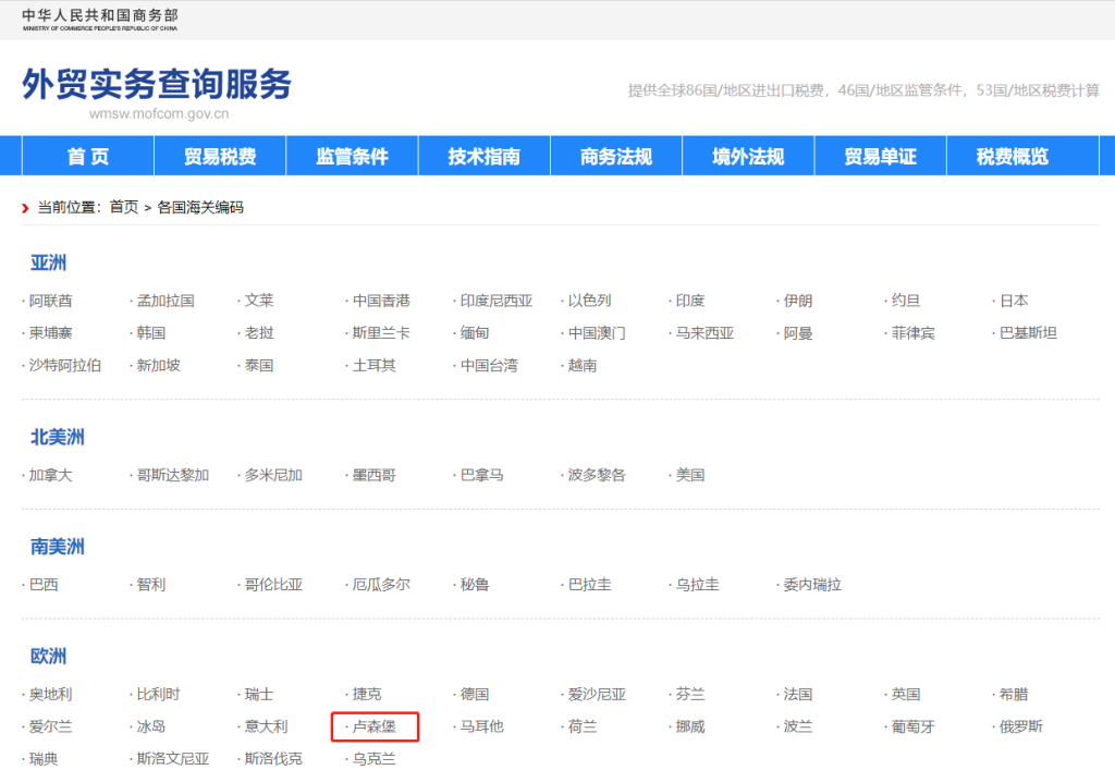 卢森堡海关编码是多少？卢森堡海关编码查询教程