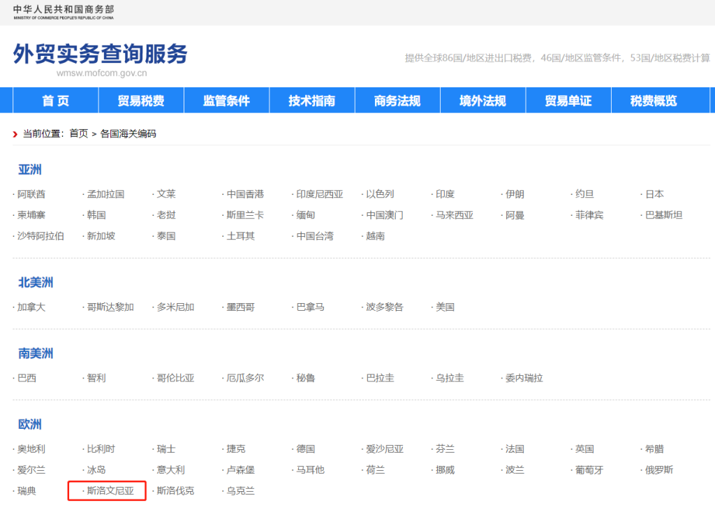 斯洛文尼亚海关编码是多少？斯洛文尼亚海关编码查询教程