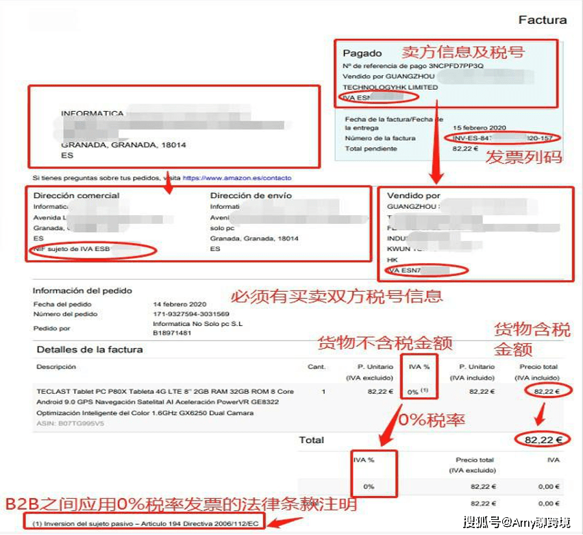 西班牙常见的零税率发票模板（西班牙VAT申报常见问题解答）